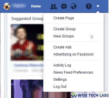 Click Settings from drop down menu of Facebook